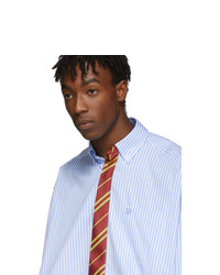 Vetements Blue And White Stripe Tie Shirt