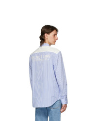 Helmut Lang Blue And White Striped Logo Shirt