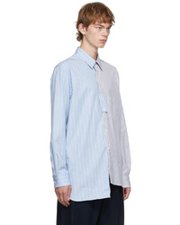 Lanvin Blue Grey Oversized Asymmetric Shirt