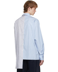 Lanvin Blue Grey Oversized Asymmetric Shirt