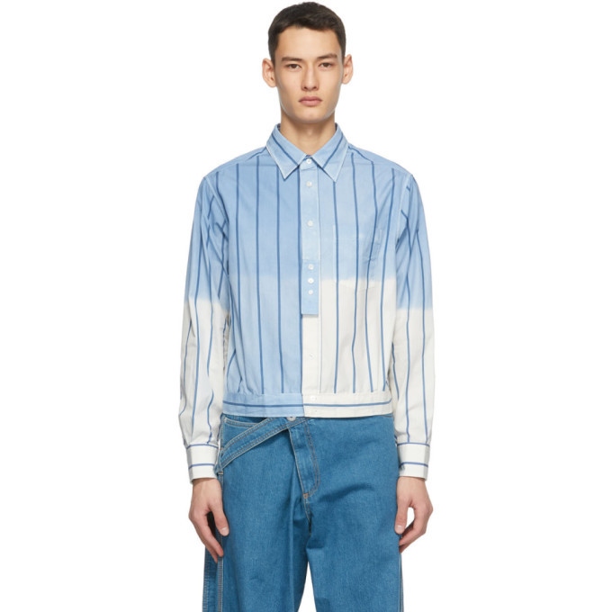Lanvin Blue Overdyed Blouson Shirt, $480 | SSENSE | Lookastic