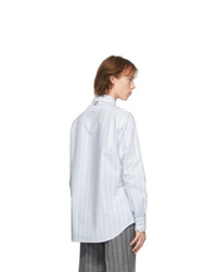 Thom Browne Blue Oxford Hairline Stripe Straight Fit Shirt
