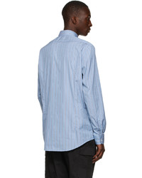 Massimo Alba Blue Poplin Striped Genova Shirt