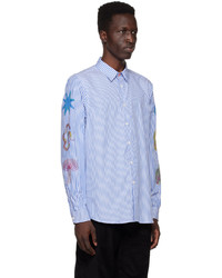 Ps By Paul Smith Blue Printed Stripe Shirt