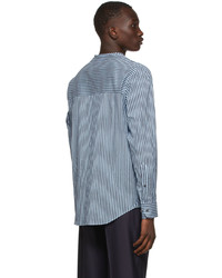 Giorgio Armani Blue Silk Striped Shirt