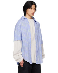 Balenciaga Blue White Striped Shirt