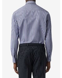 Burberry Chevron Striped Cotton Shirt And Tie Twinset