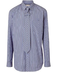 Burberry Chevron Striped Cotton Shirt And Tie Twinset