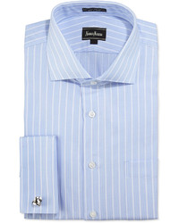 Neiman Marcus Classic Fit Herringbone Dress Shirt Light Blue