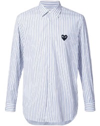 Comme Des Garcons Play Comme Des Garons Play Heart Logo Patch Striped Shirt