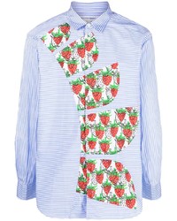 Comme Des Garcons SHIRT Comme Des Garons Shirt X Brett Westfall Strawberry Motif Striped Shirt