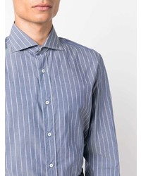 Brunello Cucinelli Cut Away Collar Striped Shirt