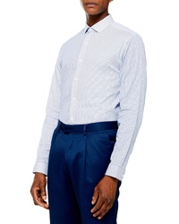 Topman Cut Sew Stripe Slim Fit Button Up Shirt