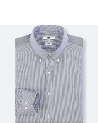 Uniqlo Easy Care Striped Slim Fit Long Sleeve Shirt