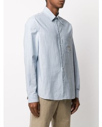 Gucci Embroidered Logo Patch Pinstripe Shirt
