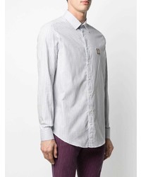Moschino Embroidered Logo Patch Pinstripe Shirt
