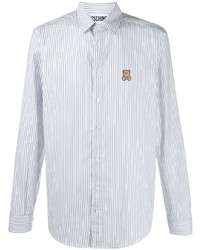 Moschino Embroidered Logo Patch Pinstripe Shirt