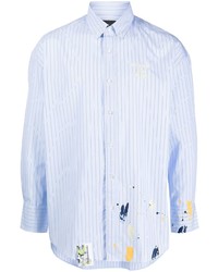 Musium Div. Embroidered Logo Striped Shirt