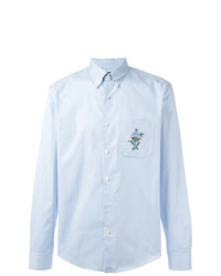 Gucci Floral Embroidered Striped Shirt