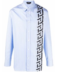 Versace Greca Print Pinstripe Shirt