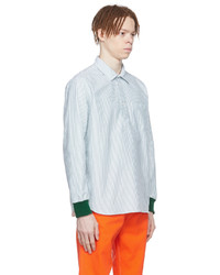 Noah Green Cotton Stripe Shirt