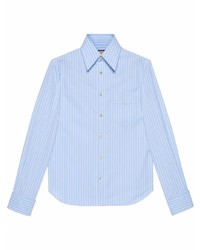 Gucci Logo Embroidered Striped Shirt