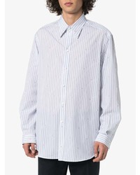 Gucci Logo Print Striped Cotton Shirt