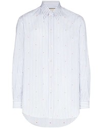 Gucci Logo Print Striped Cotton Shirt