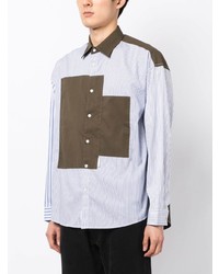 Izzue Long Sleeve Striped Patchwork Shirt