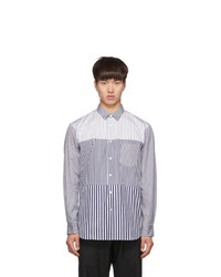 Comme Des Garcons SHIRT Navy And White Striped Poplin Yarn Dyed Shirt