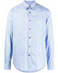 Salvatore Ferragamo Pinstripe Ruffle Detail Cotton Shirt