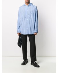 Balenciaga Pinstriped Hooded Cocoon Shirt