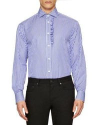 Burberry Ruffled Stripe Cotton Button Down Shirt