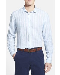 Toscano Sky Shadow Stripe Regular Fit Linen Sport Shirt
