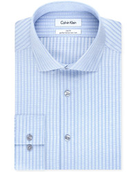 Calvin Klein Steel Non Iron Slim Fit Light Blue Stripe Performance Dress Shirt
