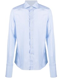 Canali Stripe Print Cutaway Collar Shirt