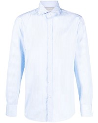 Brunello Cucinelli Stripe Print Cutaway Collar Shirt