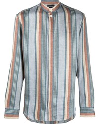 Emporio Armani Striped Band Collar Shirt
