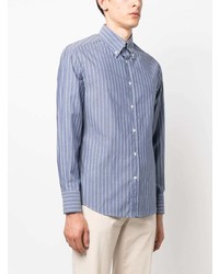 Brunello Cucinelli Striped Button Up Cotton Shirt