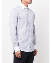 Canali Striped Cotton Blend Long Sleeve Shirt