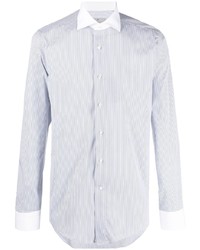 Canali Striped Cotton Blend Long Sleeve Shirt