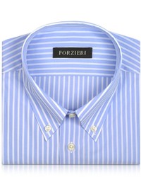 Forzieri Striped Light Blue And White Cotton Shirt