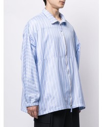 Emporio Armani Striped Zip Up Cotton Shirt