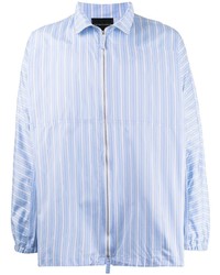 Emporio Armani Striped Zip Up Cotton Shirt