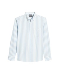 Nordstrom Trim Fit Inzaghi Stripe Tech Smart Button Up Shirt In Ivory  Blue Inzaghi Stripe At