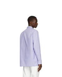 Maison Margiela White And Blue Micro Stripe Shirt