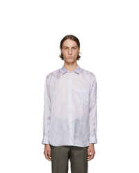 Comme Des Garcons SHIRT White And Blue Striped Cupro Shirt