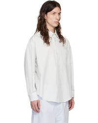 AMI Alexandre Mattiussi White Blue Striped Shirt