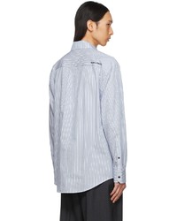 Helmut Lang White Blue Twin Stripe Shirt