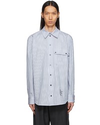 Helmut Lang White Blue Twin Stripe Shirt